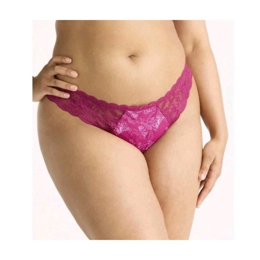 Joyspun Women’s Microfiber & Lace Thong Panties 3-Pack Multi Color XL